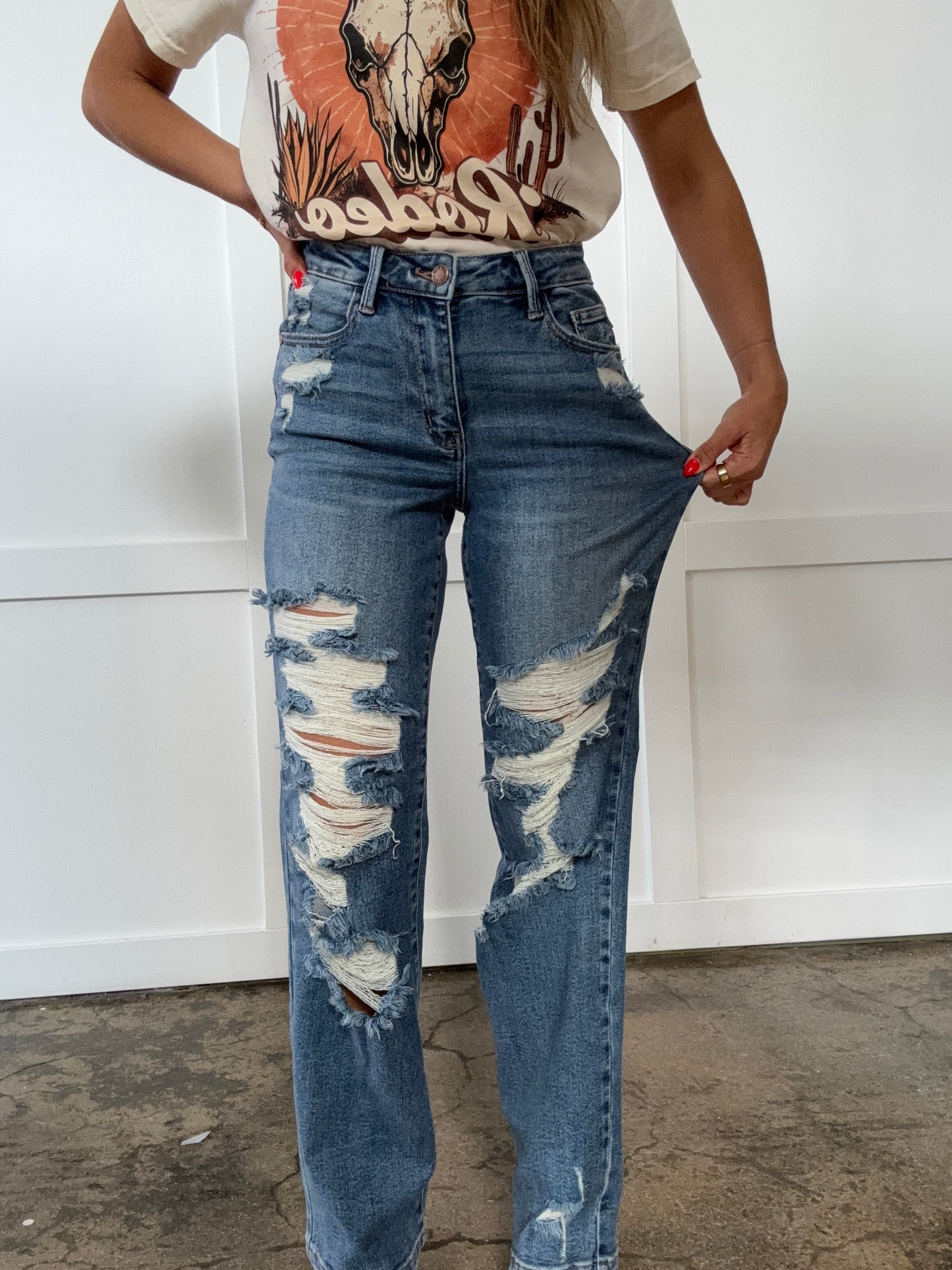Lori Judy Blue High Waist Straight Leg Jeans