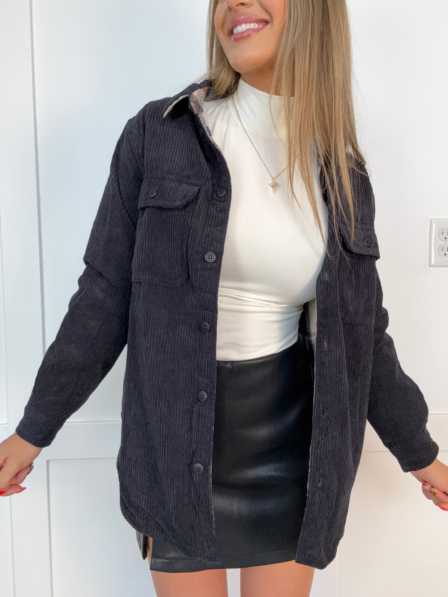 Buy our "Jaime Oversized Reversible Ribbed Corduroy Shacket" online – Willow Boutique Clothing. Shop stylish Jaime Oversized Reversible Ribbed Corduroy Shacket today.