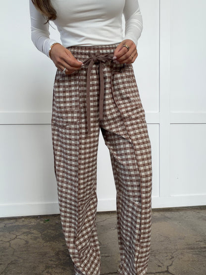Eliza Checkered Barrel Fit Pants