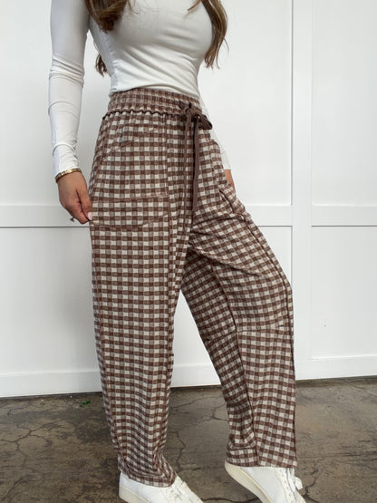 Eliza Checkered Barrel Fit Pants