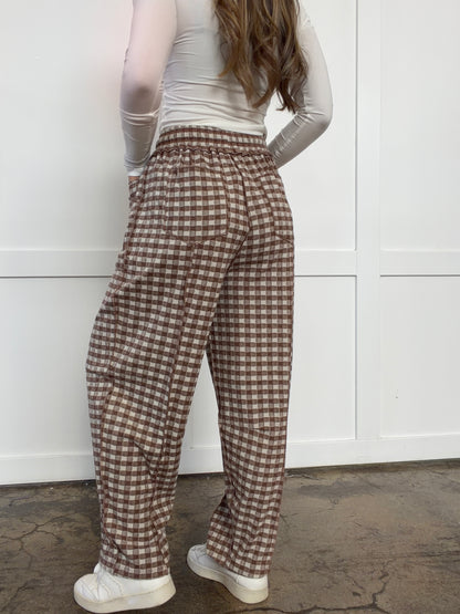 Eliza Checkered Barrel Fit Pants