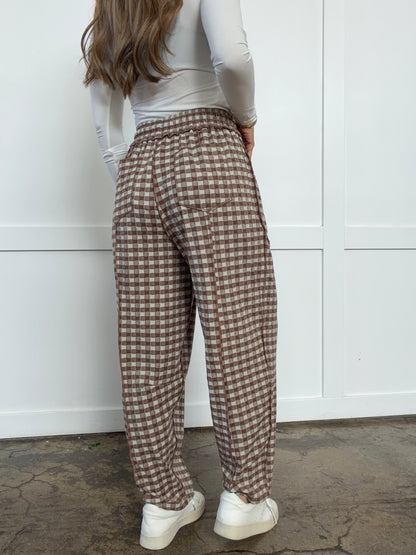 Eliza Checkered Barrel Fit Pants