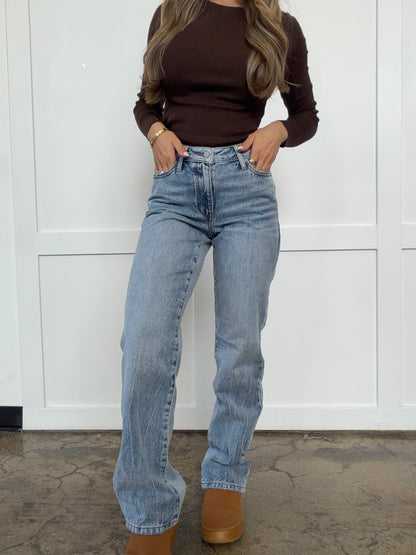 Ellie Straight Leg Mid Rise Jeans