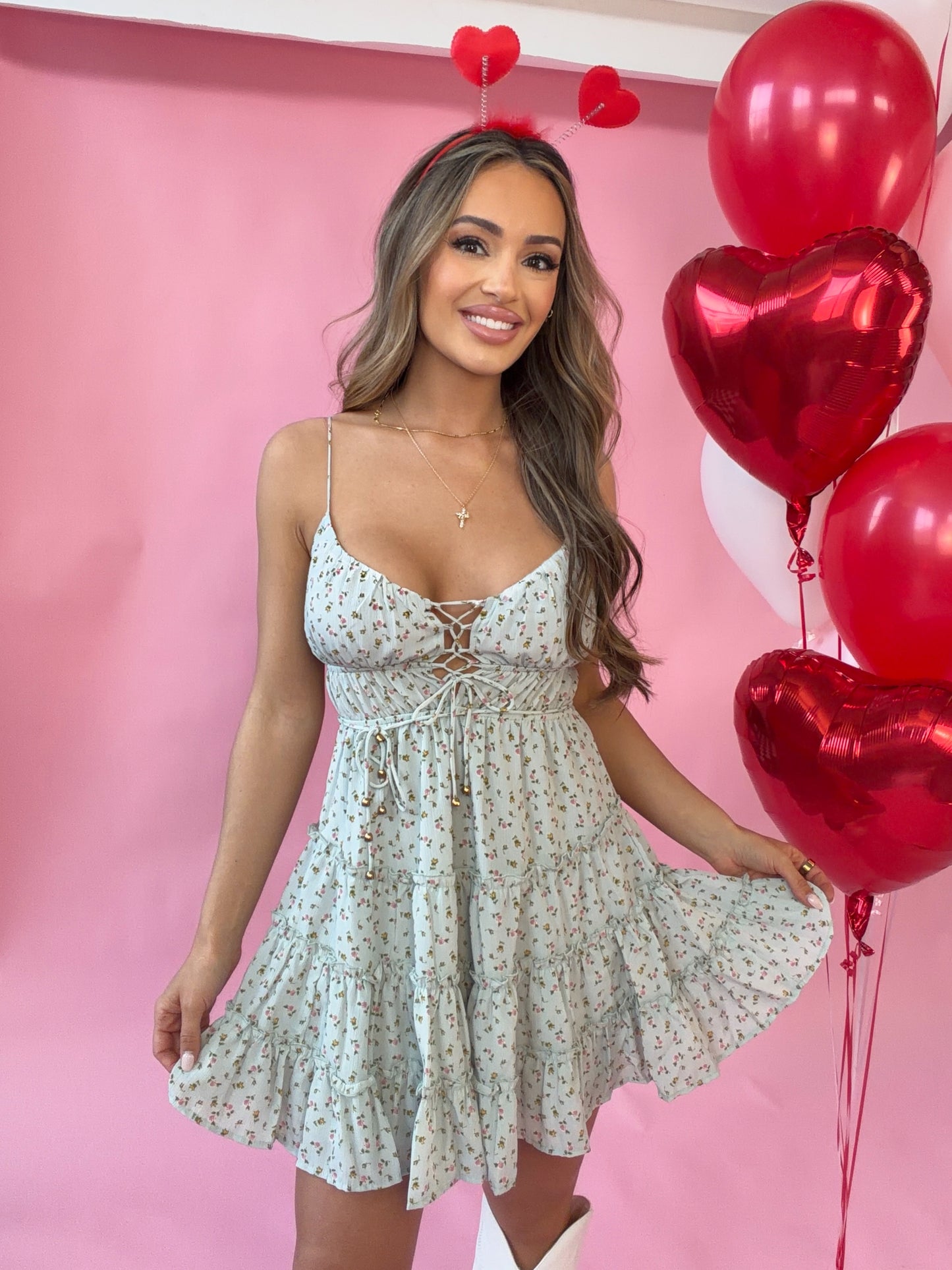Sweetheart Bloom Floral Mini Dress