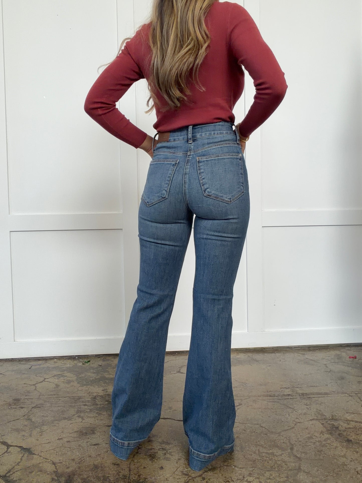 Aria Judy Blue Tummy Control Flare Jeans