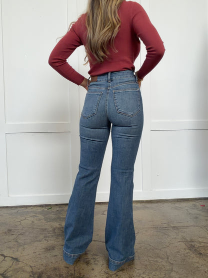 Aria Judy Blue Tummy Control Flare Jeans