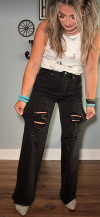 The Kait Outlaw Vintage Wide Leg Jeans - Black