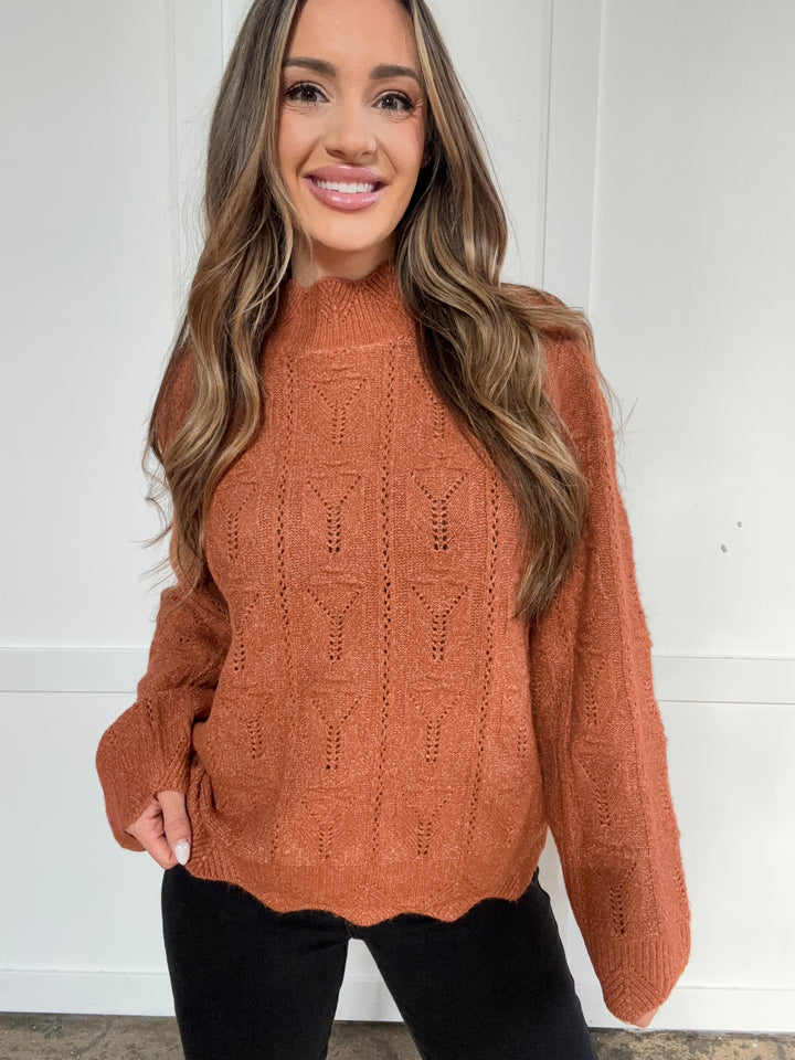 Sarah Scalloped Sweetness Textured Sweater