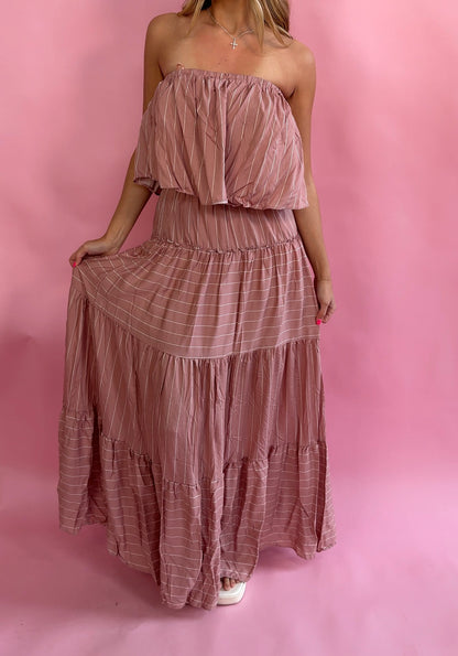 Pretty In Pink Striped Maxi Dress