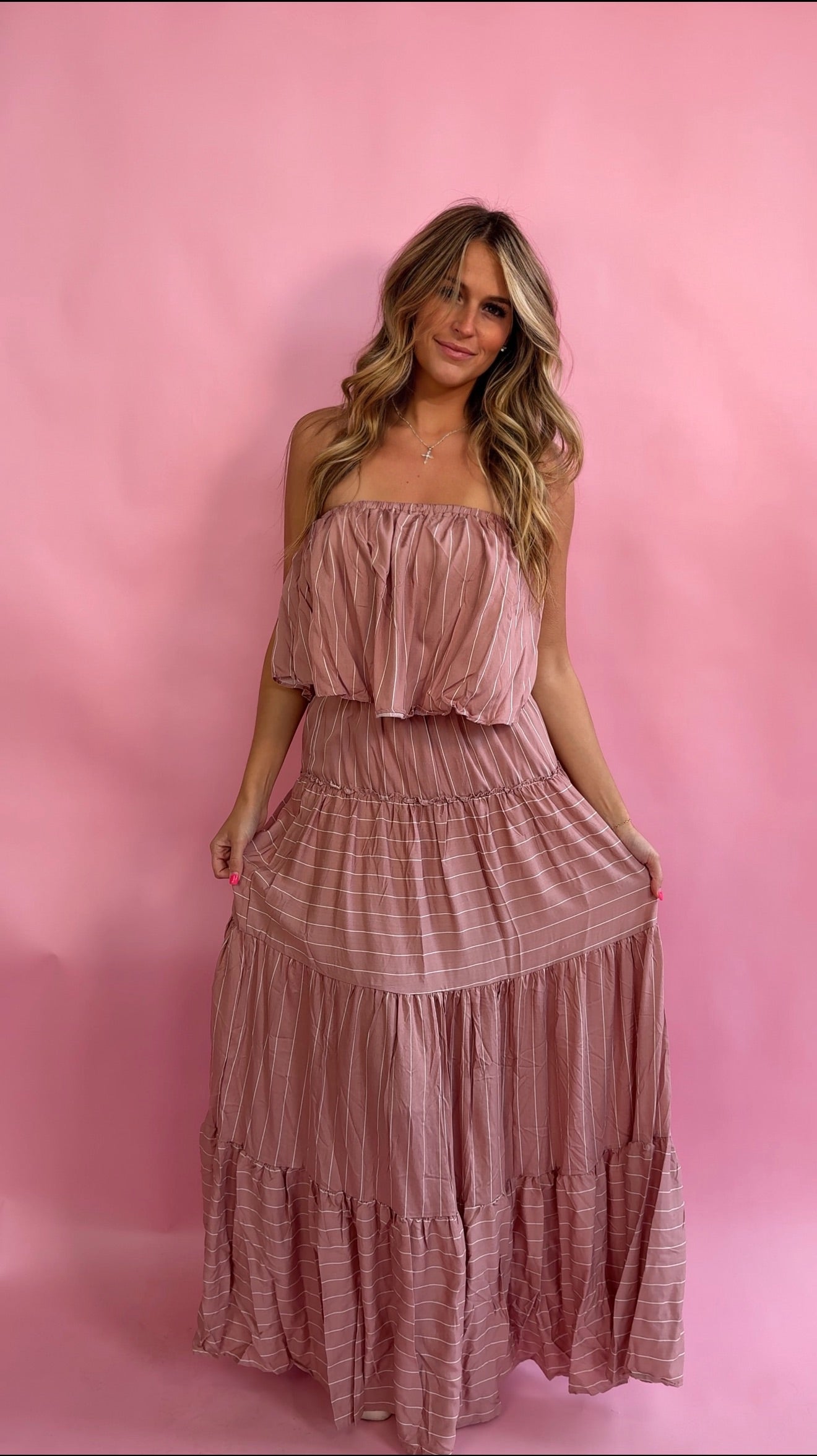 Pretty In Pink Striped Maxi Dress