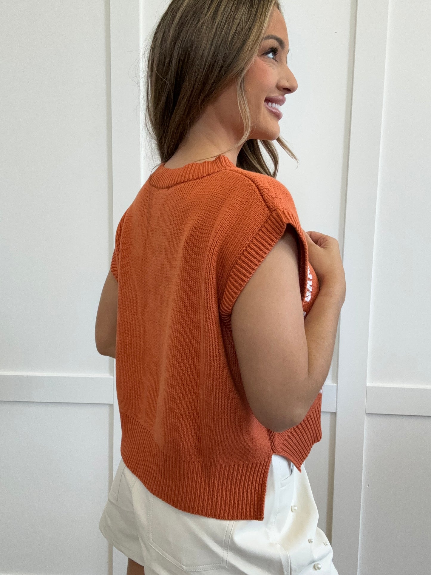 Sparkle & Cheer Game Day V-Neck Sweater Vest