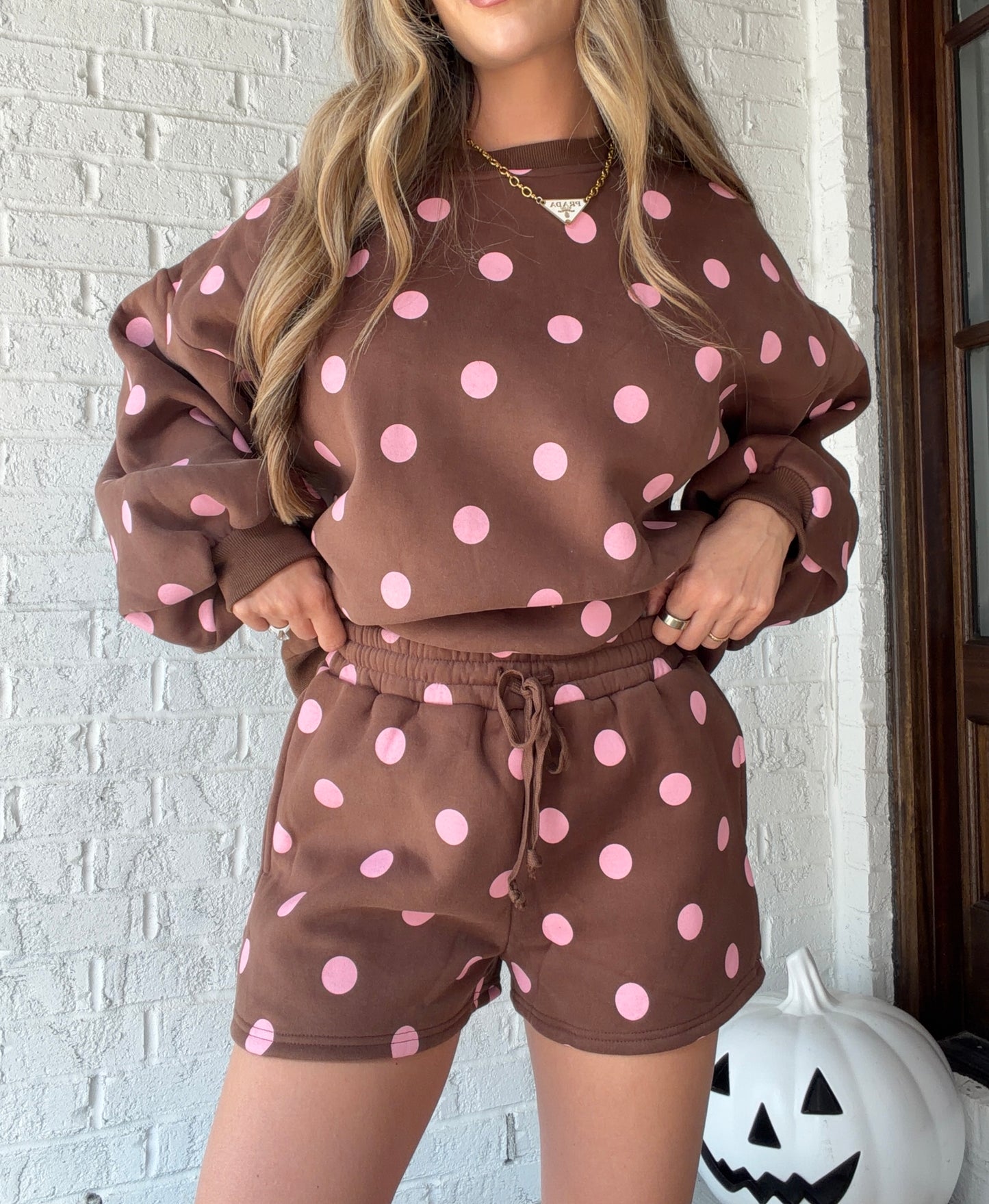 Eleanor Fleece Polka Dot Matching Set