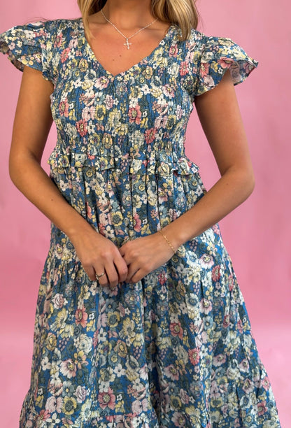 Blue Meadow Floral Maxi Dress