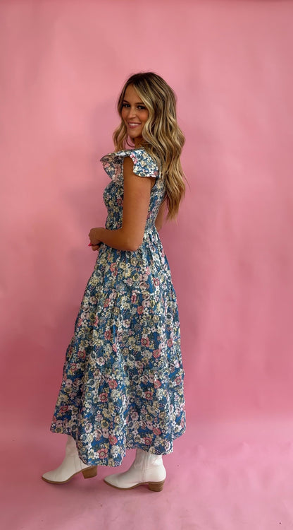 Blue Meadow Floral Maxi Dress