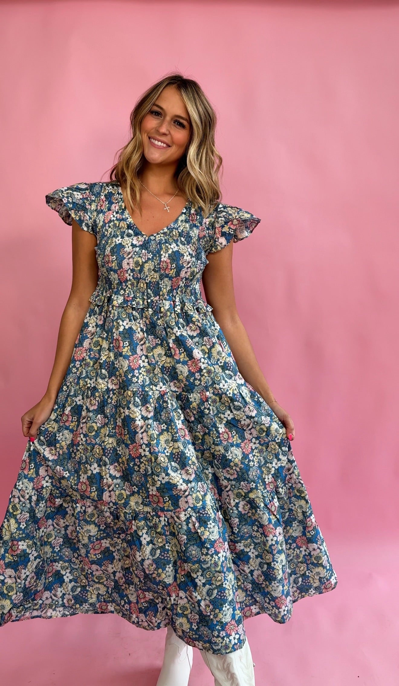 Blue Meadow Floral Maxi Dress
