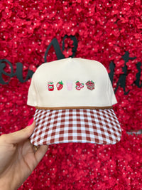 Strawberry Summer Gingham Trucker Hat