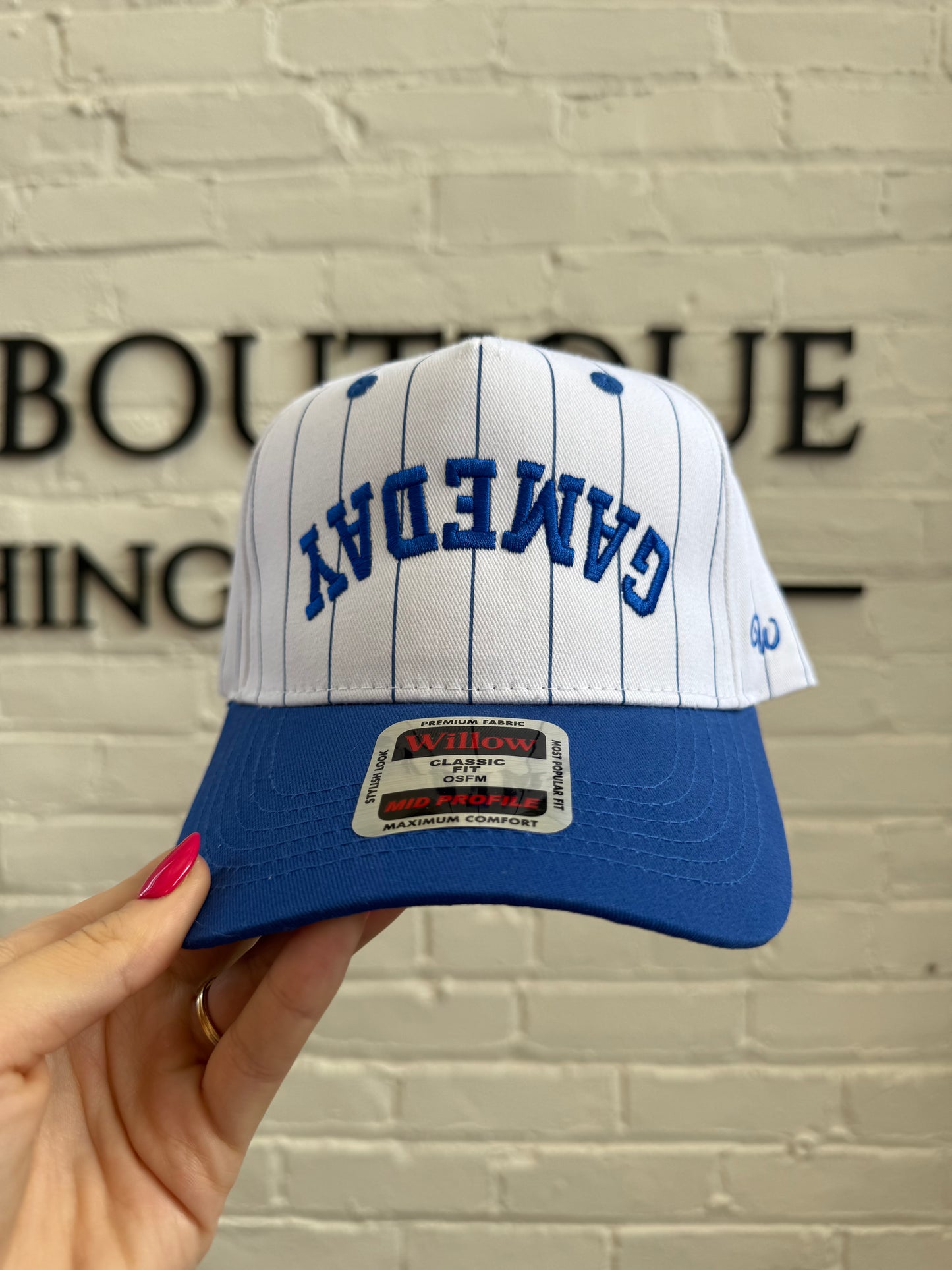 Gameday Embroidered Blue Pinstripe Trucker Hat