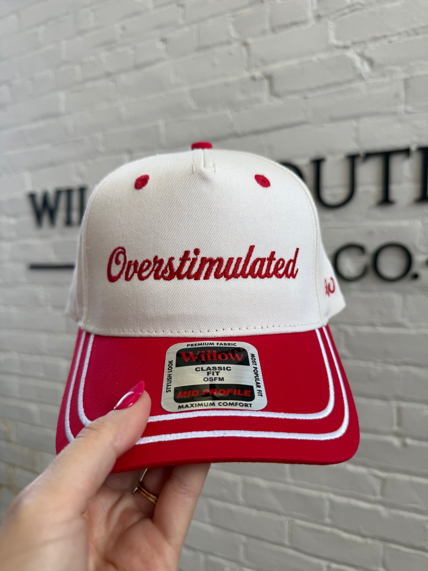 Overstimulated Embroidered Vintage Red Trucker Hat