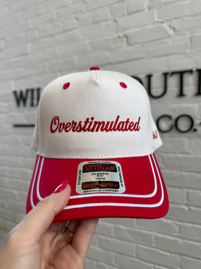 Overstimulated Embroidered Vintage Red Trucker Hat