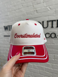 Overstimulated Embroidered Vintage Red Trucker Hat