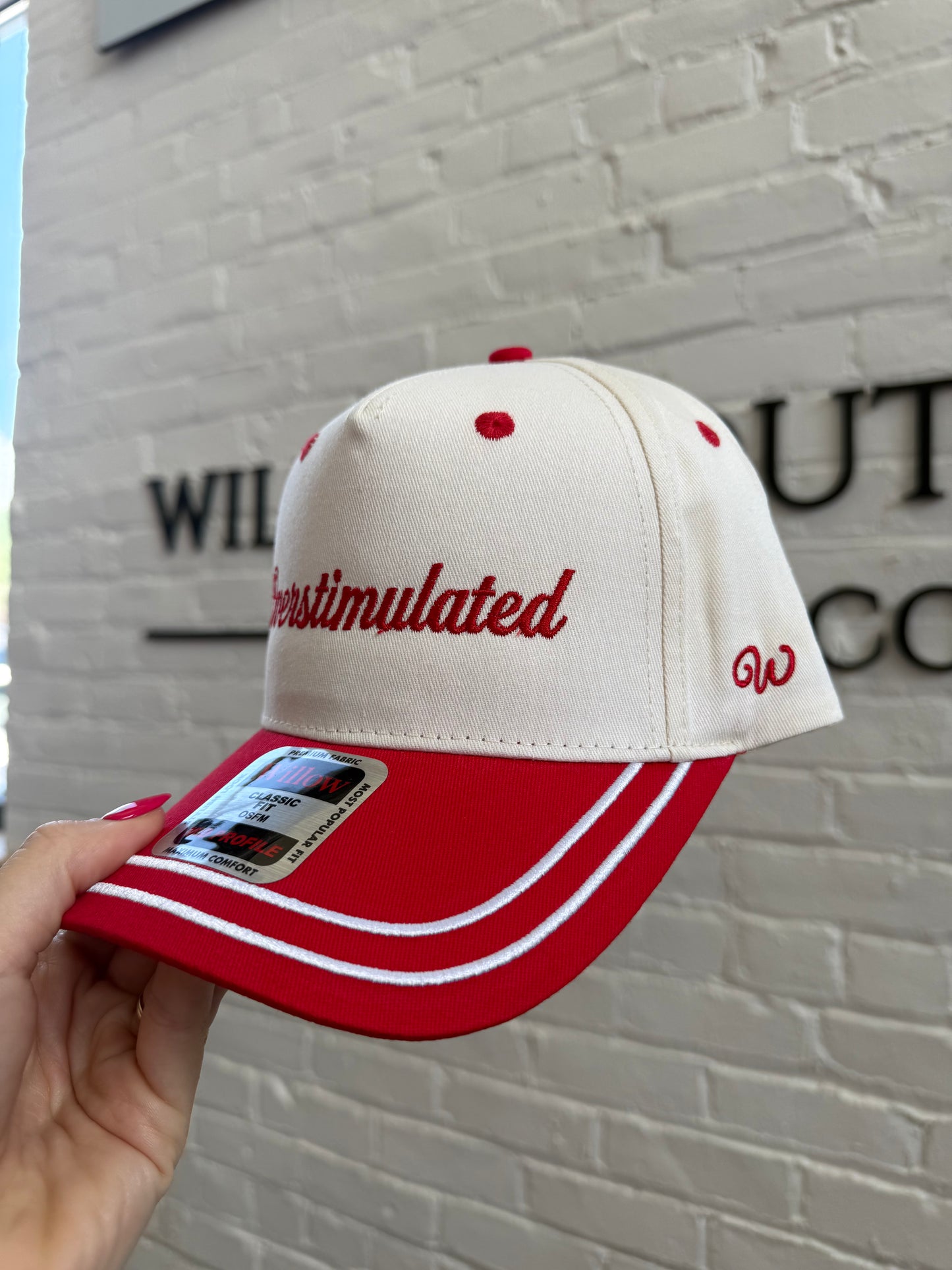 Overstimulated Embroidered Vintage Red Trucker Hat
