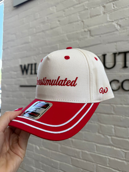 Overstimulated Embroidered Vintage Red Trucker Hat