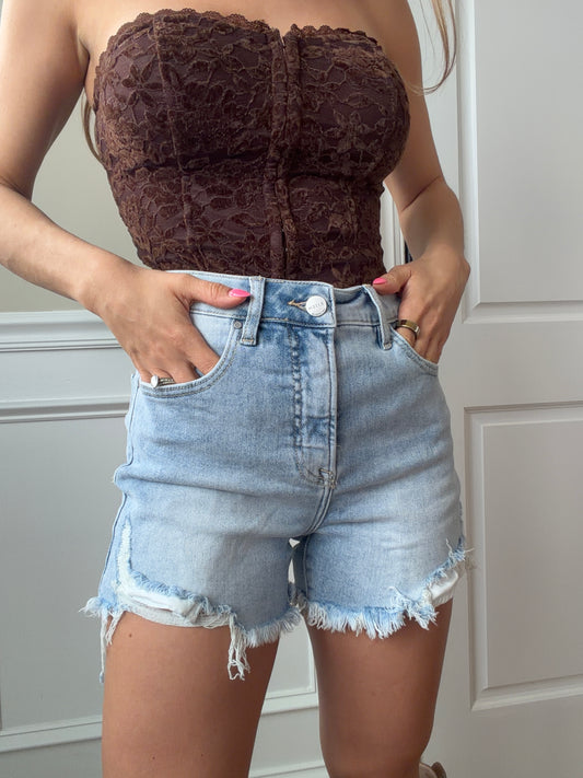 Jillian High Rise Distressed Shorts - Light Wash