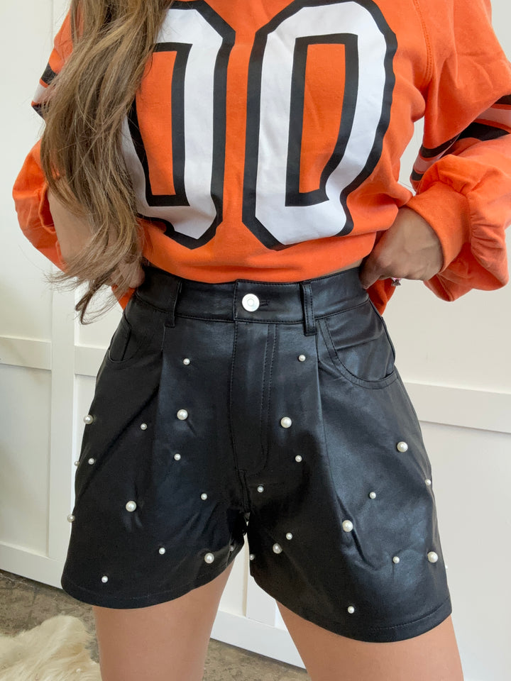 Boss Babe Pearl Leather Shorts