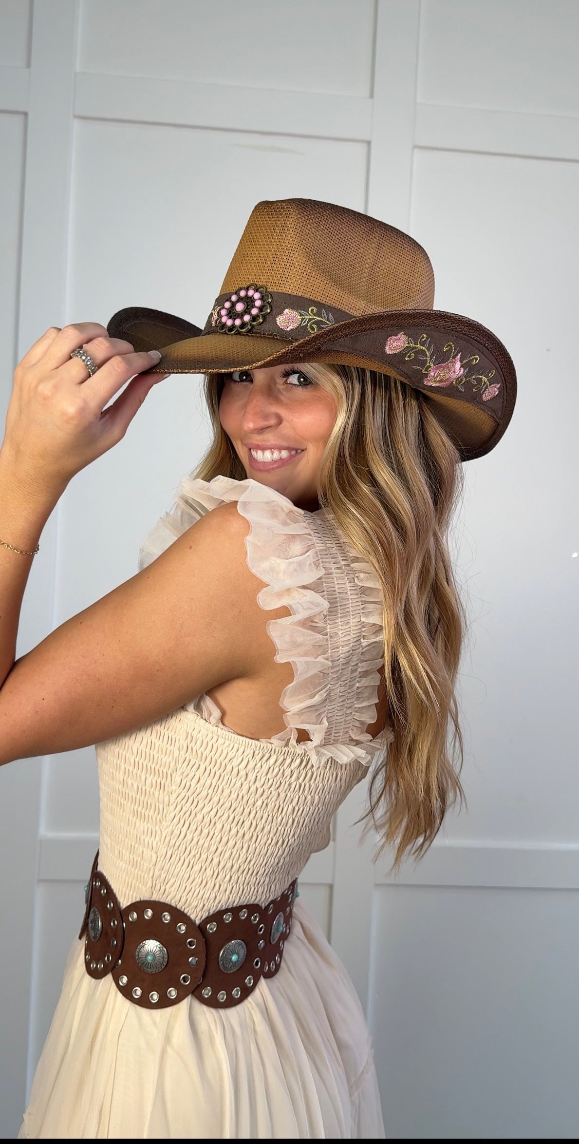 Everleigh Embroidered Floral Cowgirl Hat