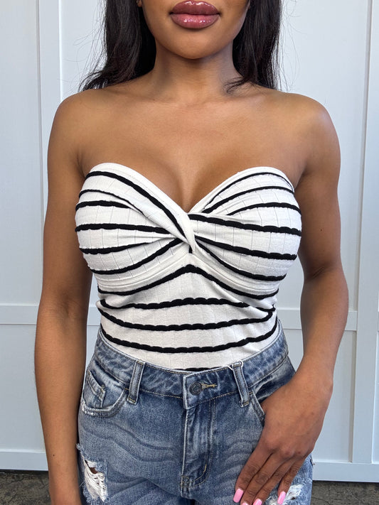 Blaise Twisted Sweetheart Tube Top- Ivory