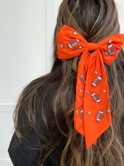 Game Day Football Bow Barrette Hair Clip