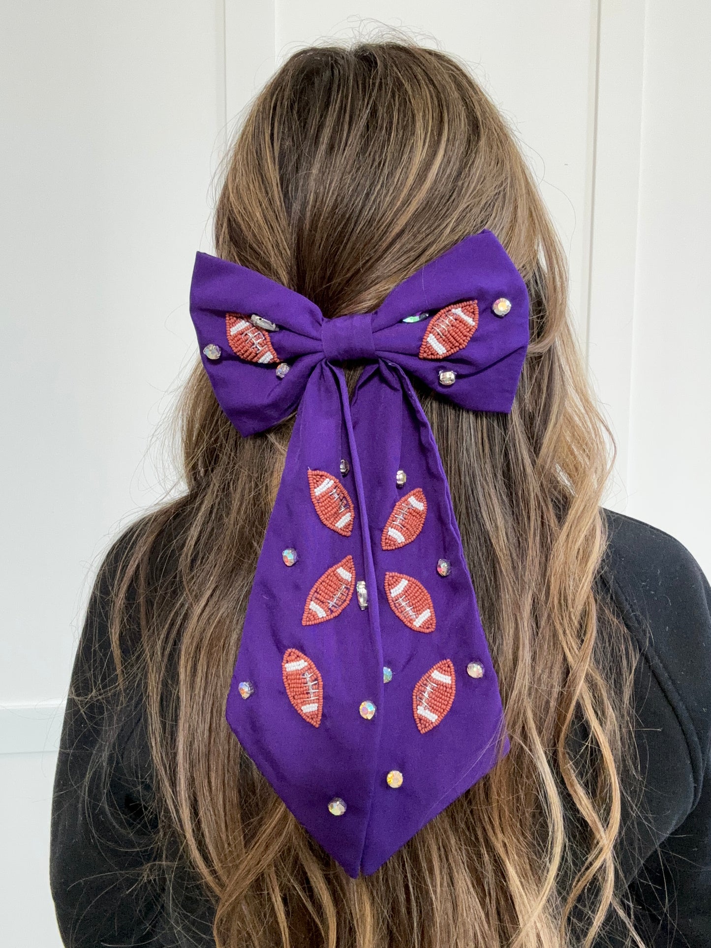 Game Day Football Bow Barrette Hair Clip