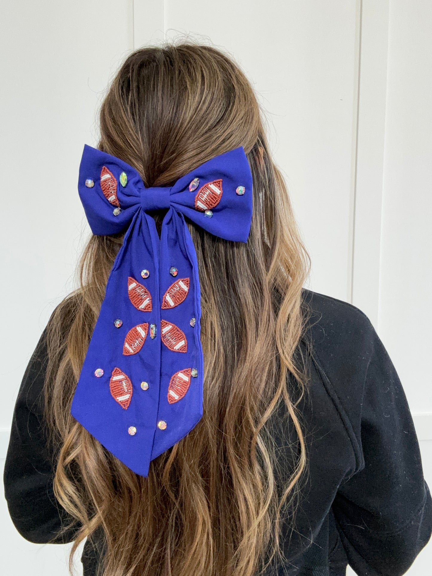 Game Day Football Bow Barrette Hair Clip