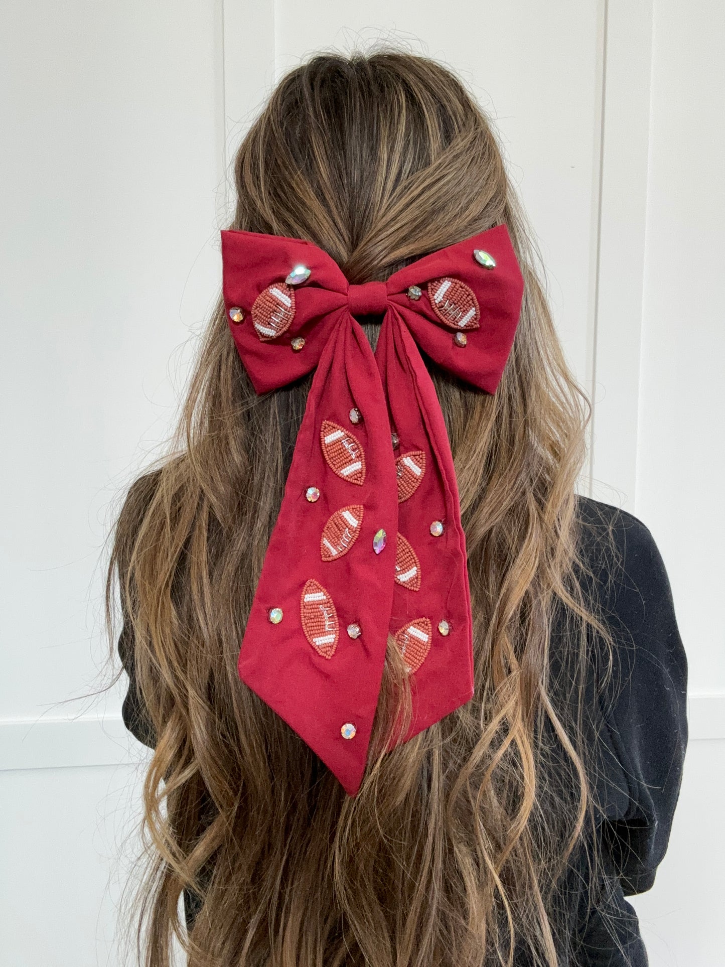 Game Day Football Bow Barrette Hair Clip