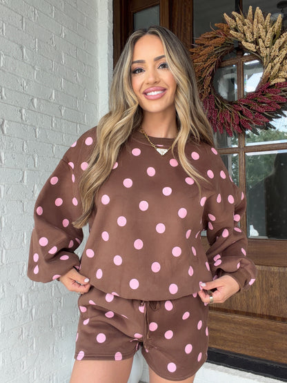 Eleanor Fleece Polka Dot Matching Set