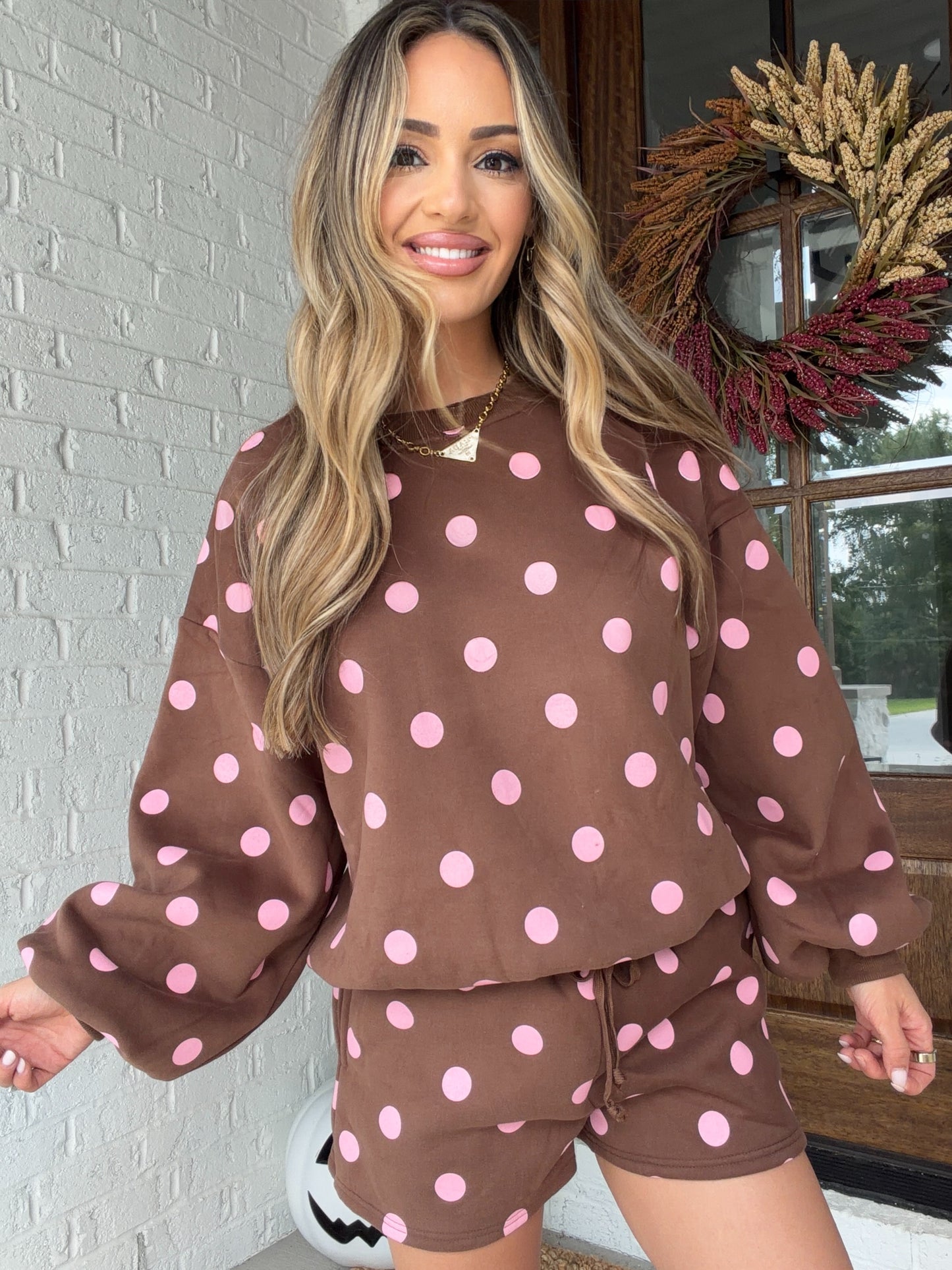 Eleanor Fleece Polka Dot Matching Set