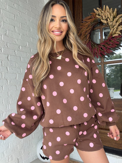 Eleanor Fleece Polka Dot Matching Set