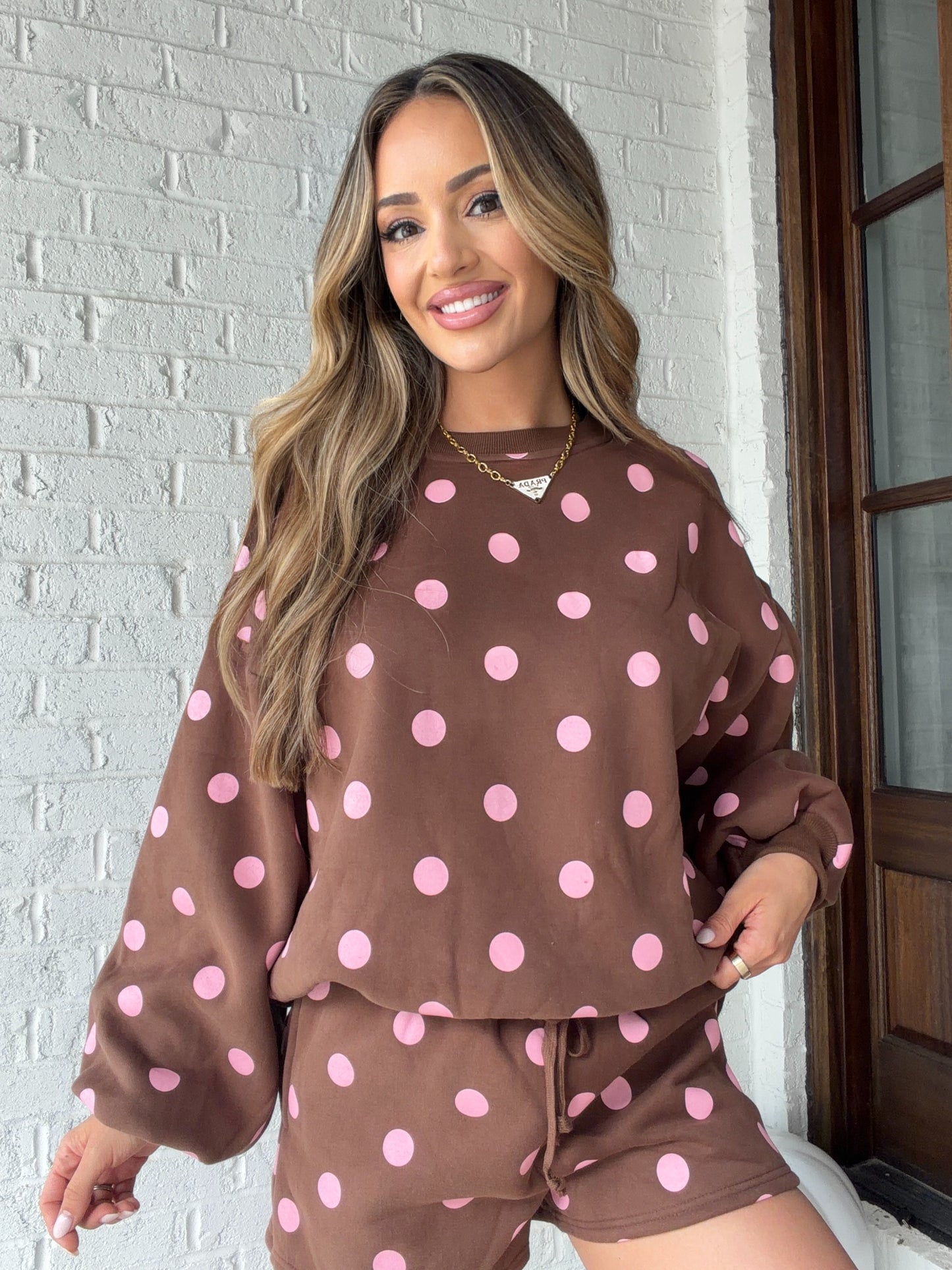 Eleanor Fleece Polka Dot Matching Set