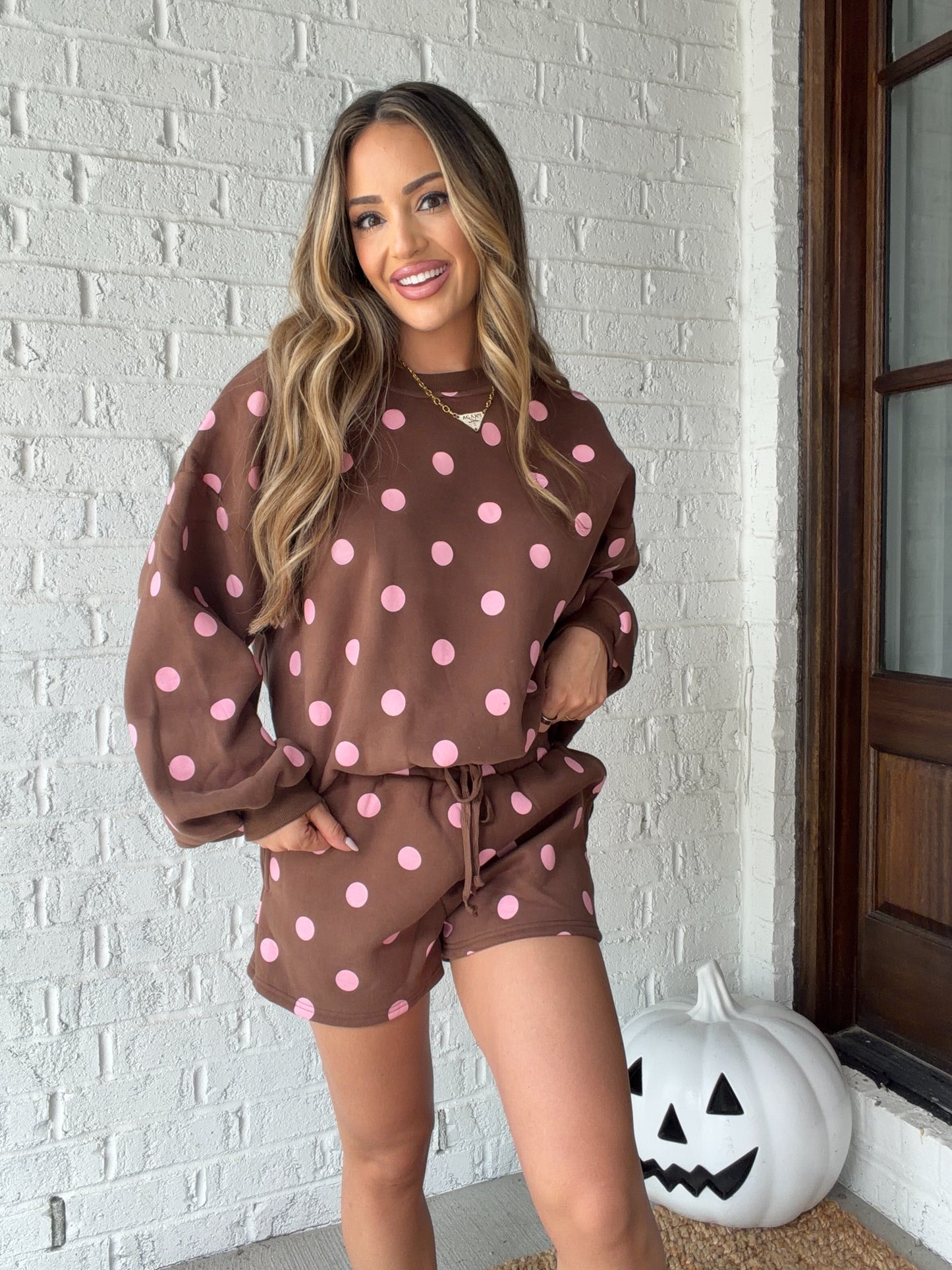 Eleanor Fleece Polka Dot Matching Set