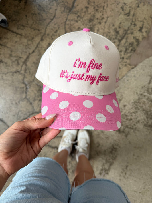 I'm Fine Pink Polka-Dot Trucker Hat