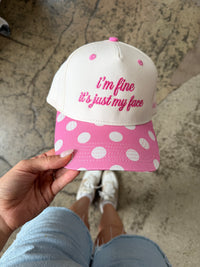 I'm Fine Pink Polka-Dot Trucker Hat