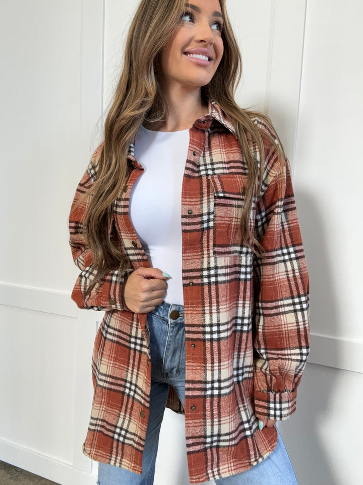 PREORDER: Devlin Full Size Plaid Collared Neck Button-Down Long Sleeve Jacket