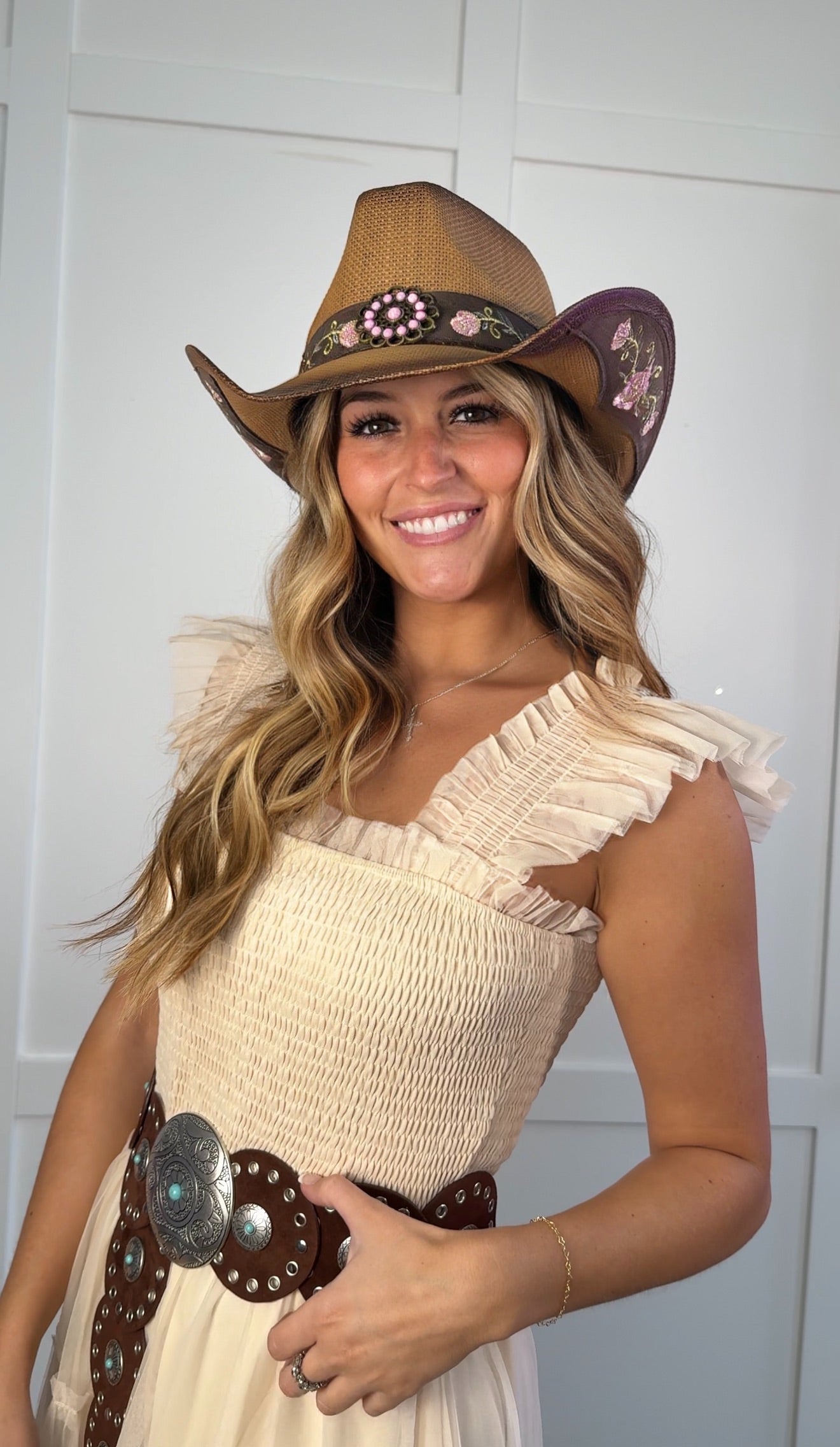 Everleigh Embroidered Floral Cowgirl Hat