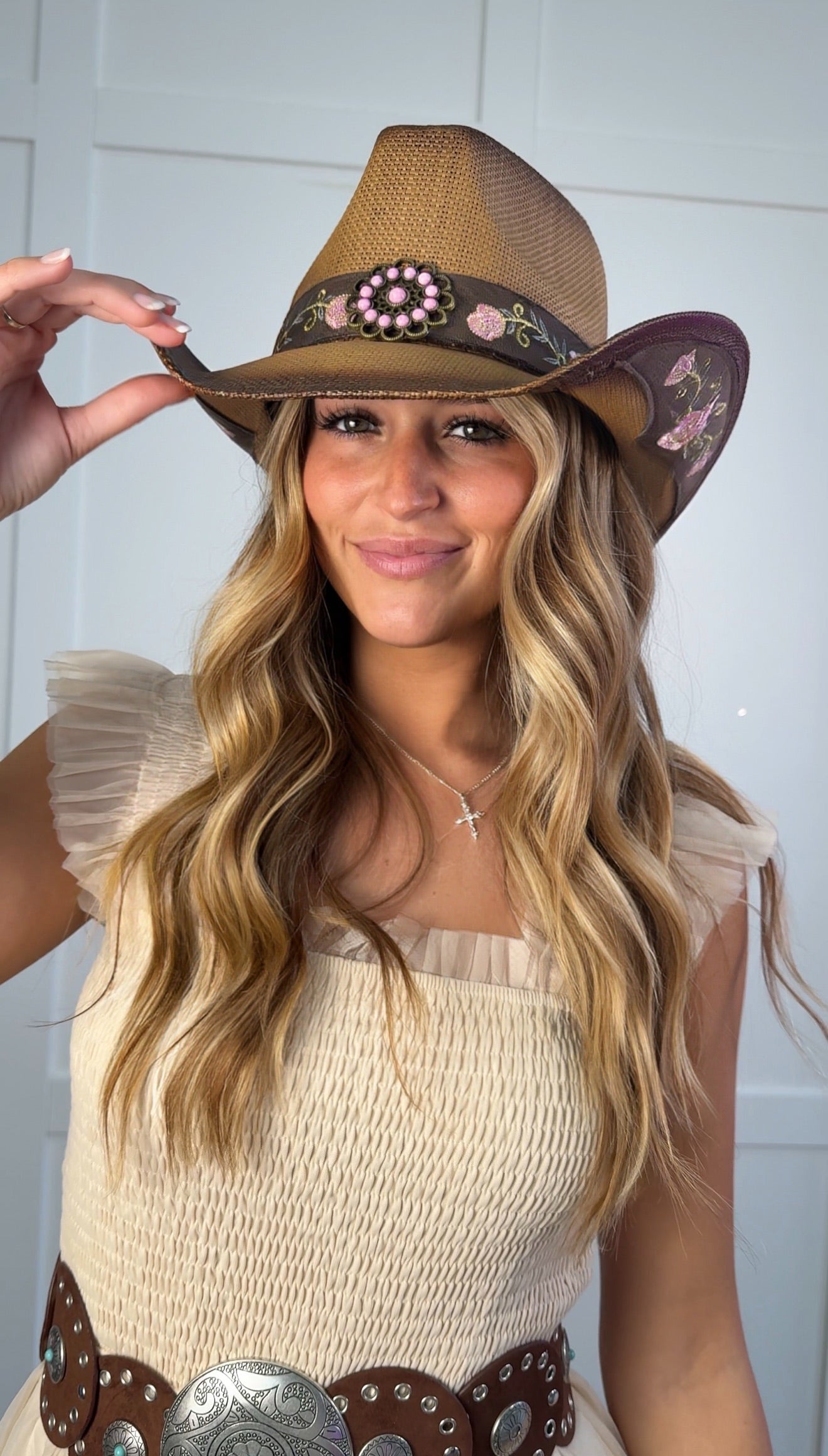 Everleigh Embroidered Floral Cowgirl Hat