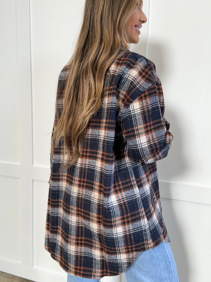 PREORDER: Devlin Full Size Plaid Collared Neck Button-Down Long Sleeve Jacket