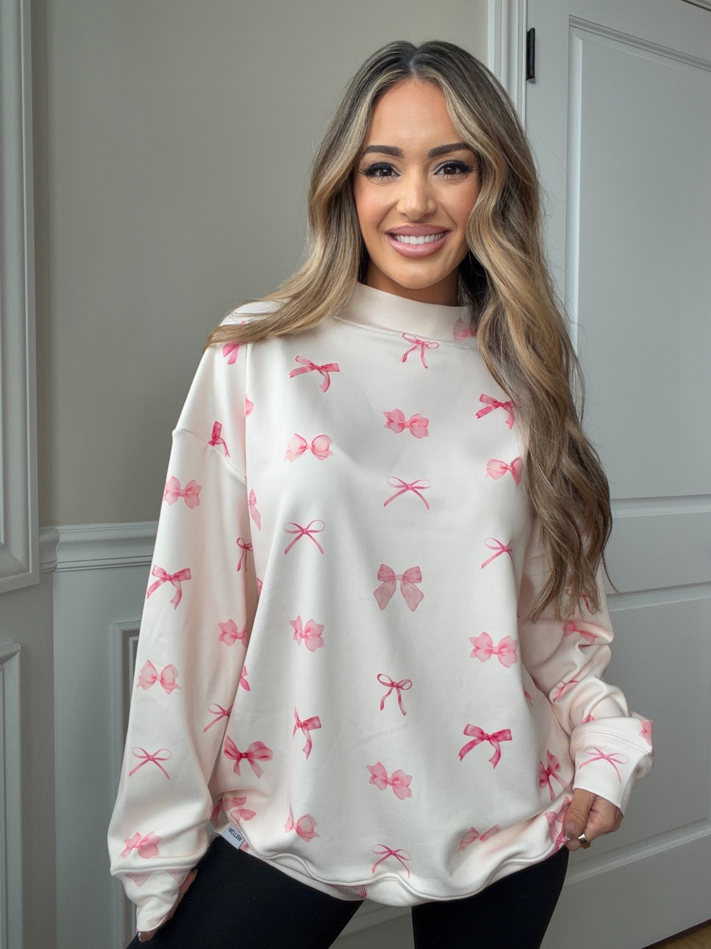 Tilly Oversized Bow Mock Neck Crew