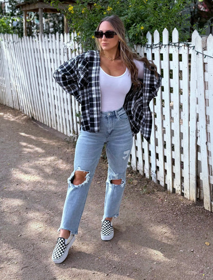 Laylie Plaid Flannel – Oversized Long Sleeve