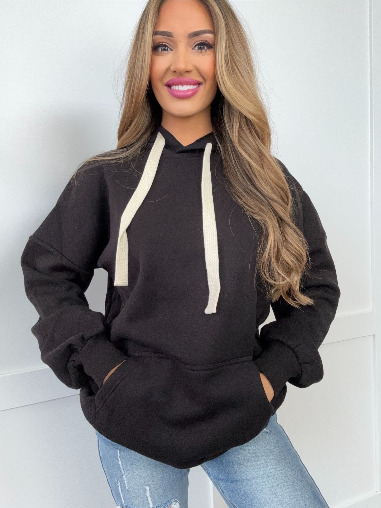 Rae Oversized Black Full Length Hoodie