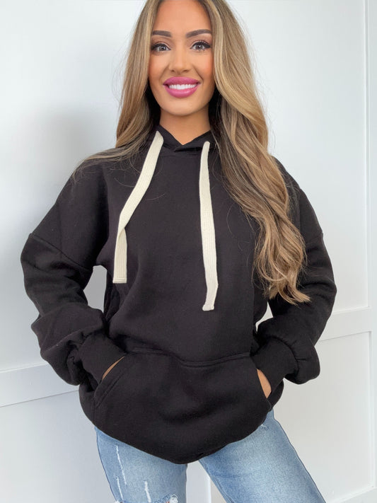 Rae Oversized Black Full Length Hoodie