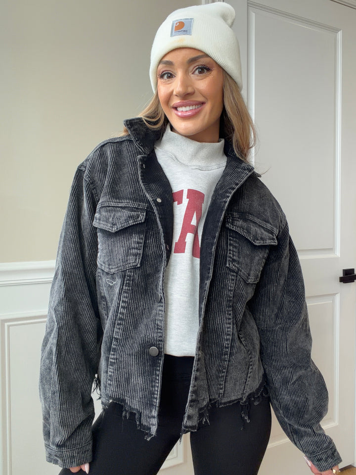 Rough Around The Edges Long Sleeve Ribbed Corduroy Jacket